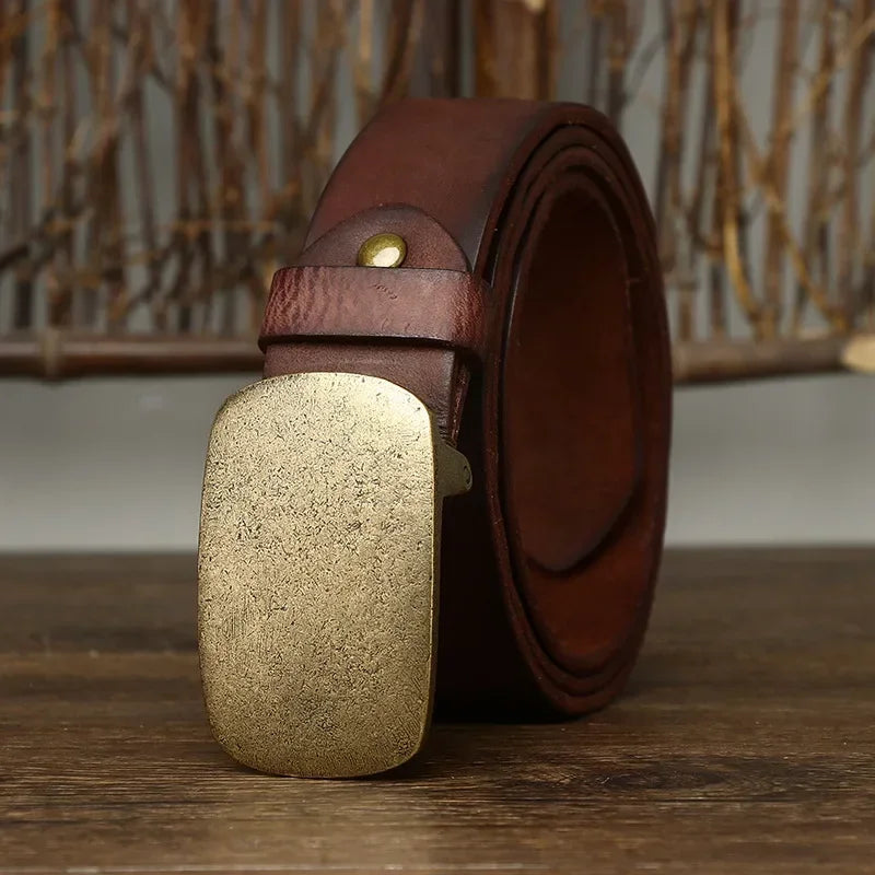 High Quality Fancy Brass Buckle Leather Belt