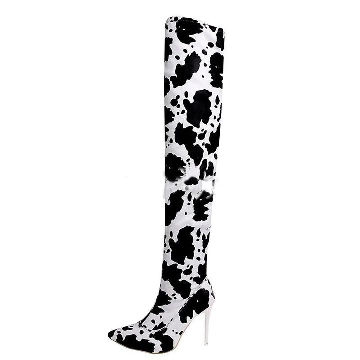 Half-side Zip Knee High Boots