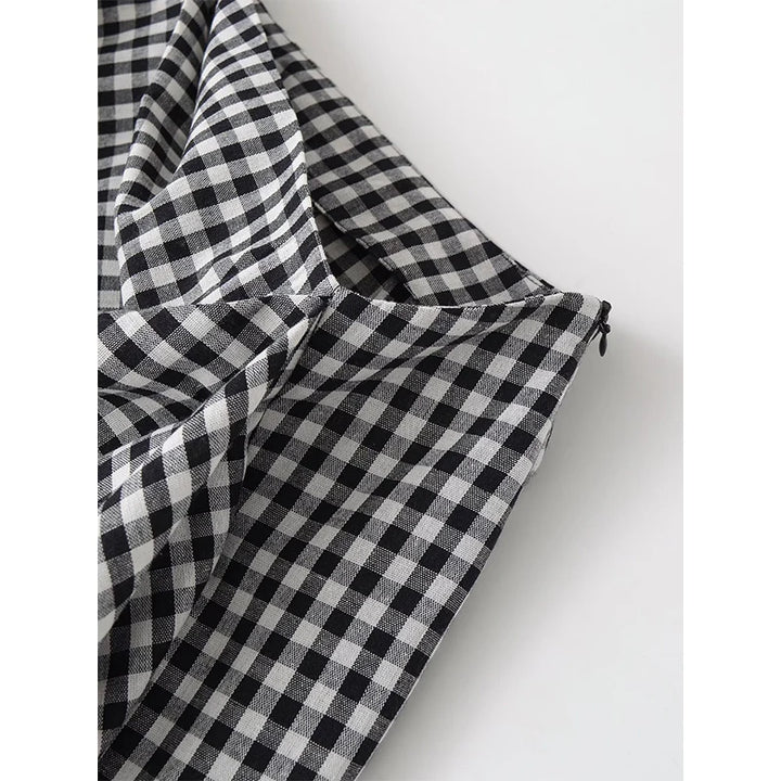 Luxury Draped Plaid Vintage Style Skirt