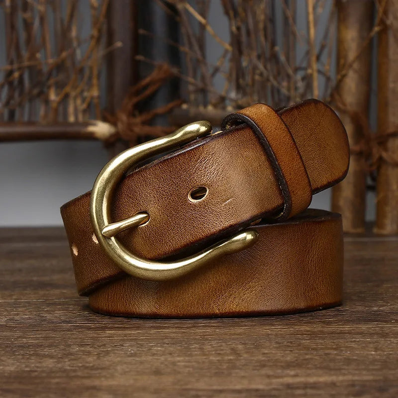 Stylish Horseshoe Buckle Leather Belt