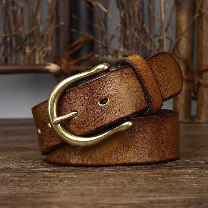 Stylish Horseshoe Buckle Leather Belt
