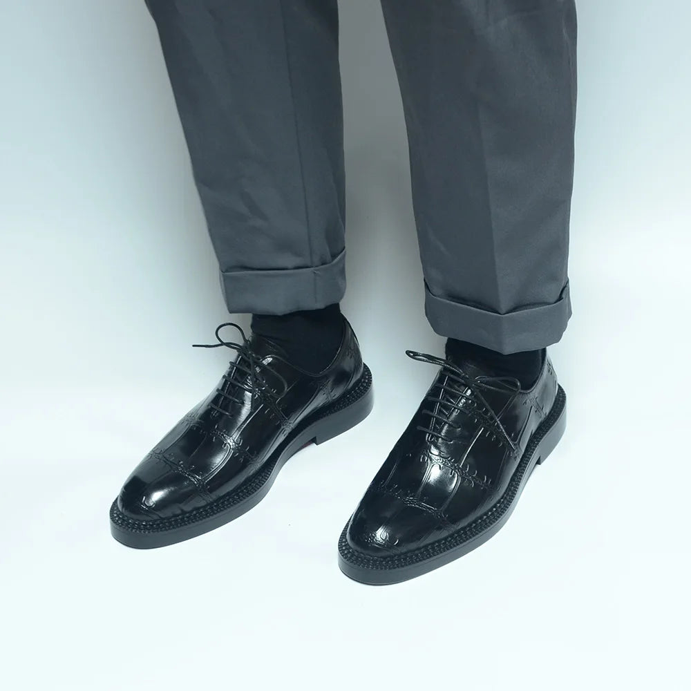 Elegant Social Genuine Leather Black Oxfords Shoes