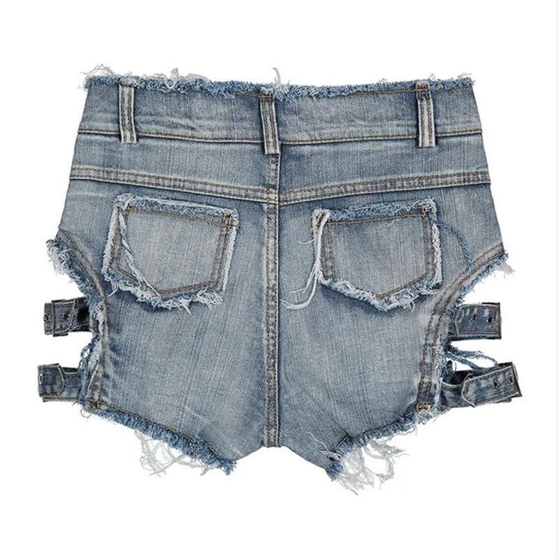 Fashionable Hollow Out Mini Denim Shorts