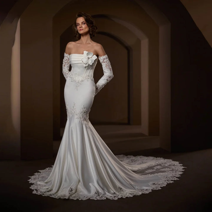 Romantic Floral Lace Bridal Dress
