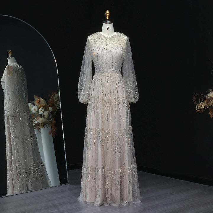 Delightful Ruffles Arabic A-Line Gown