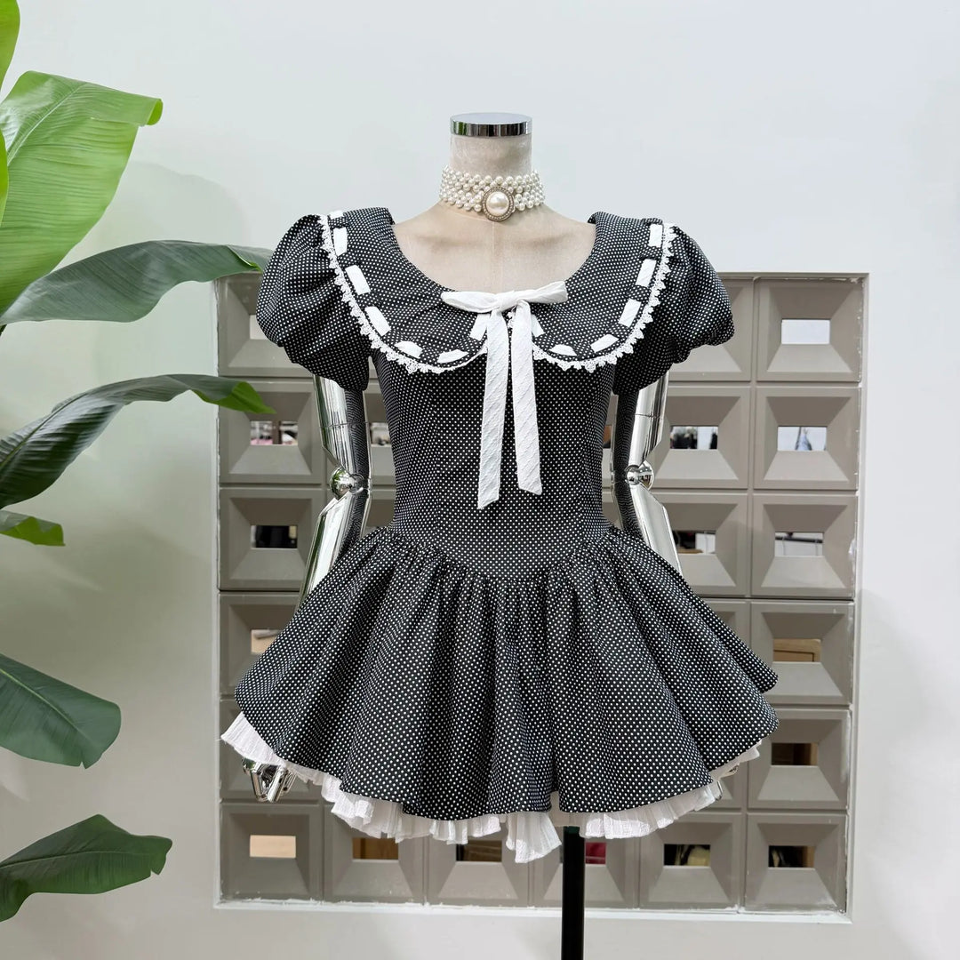 Stunning Lolita Bow Details Mini Dress