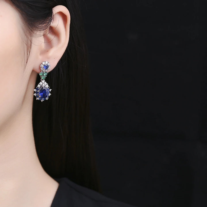 Sterling Silver Sapphire Drop Earrings