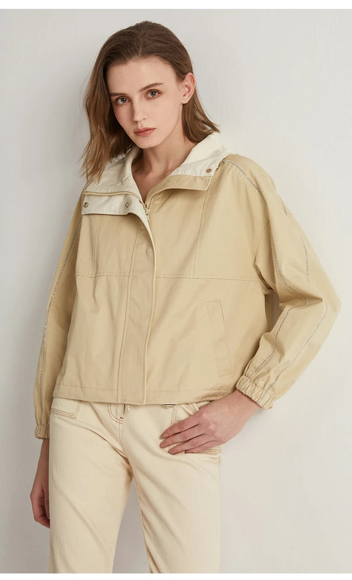 Single-Breasted Cotton Crop Jacket