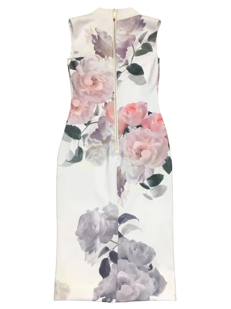 Elegant Floral Print Evening Dress