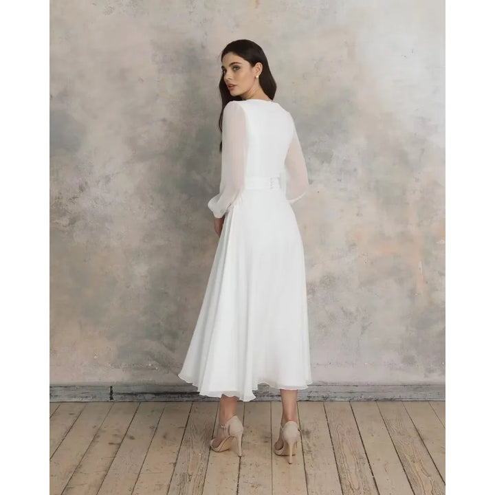 Attractive Square Collar Wedding Gown