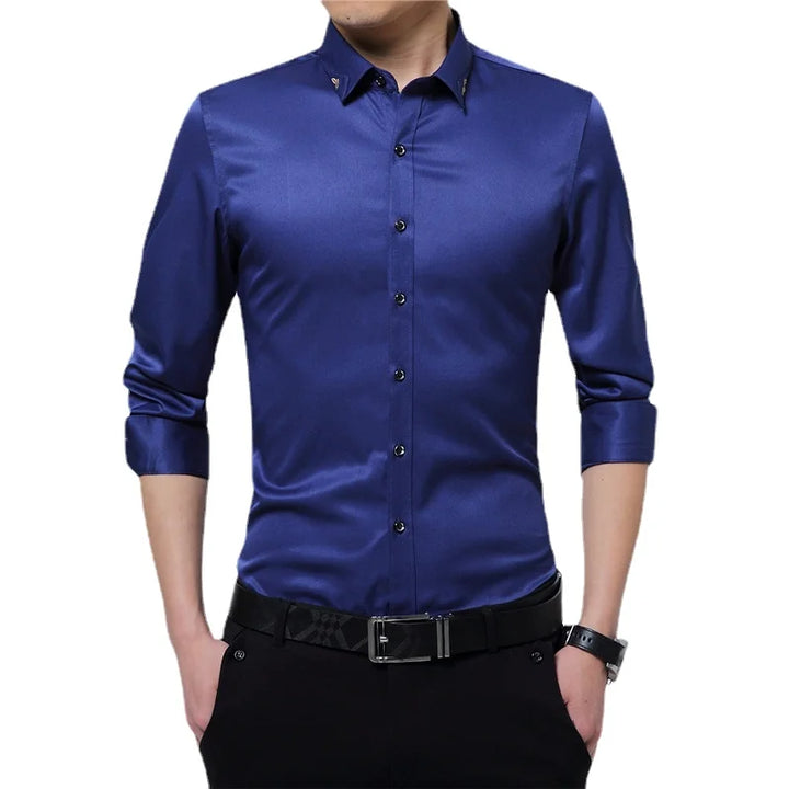 Embroidery Collar Slim Fit Shirt