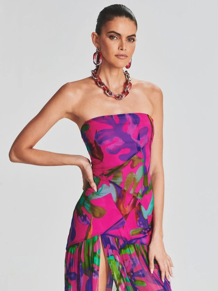 Colorful Charm Side Slit Dress