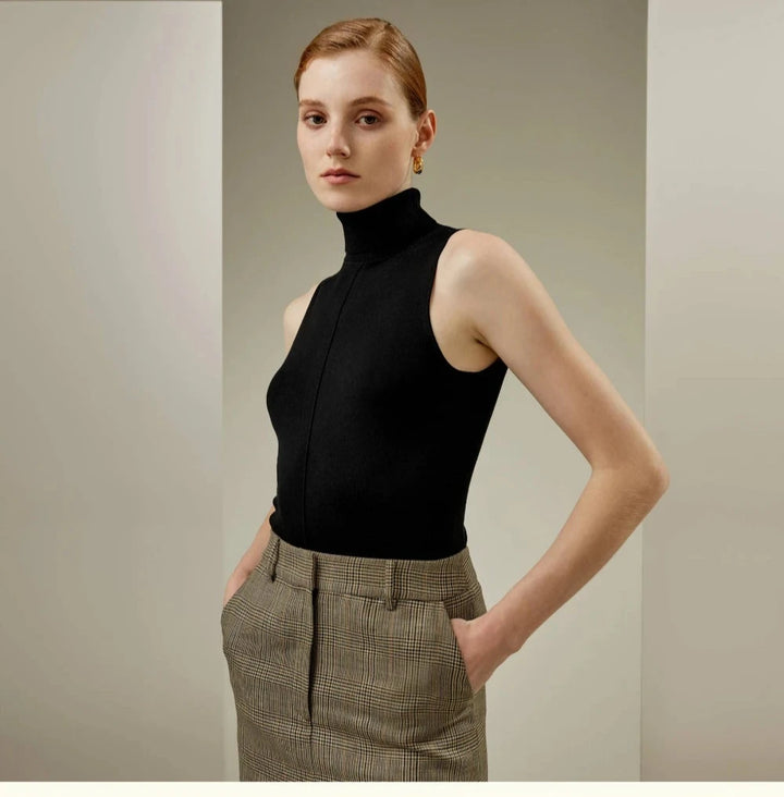 Silk Knitted Turtleneck Top