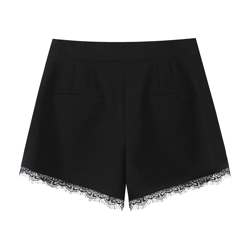 Classic Lace Trim High Waist Shorts