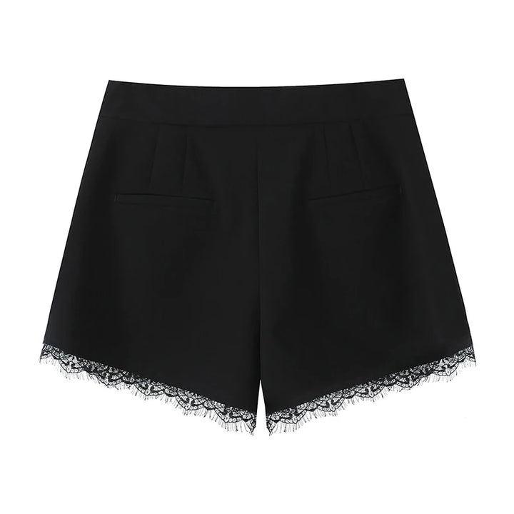 Classic Lace Trim High Waist Shorts