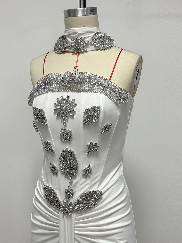Light Luxury Crystal Beaded Long Dress