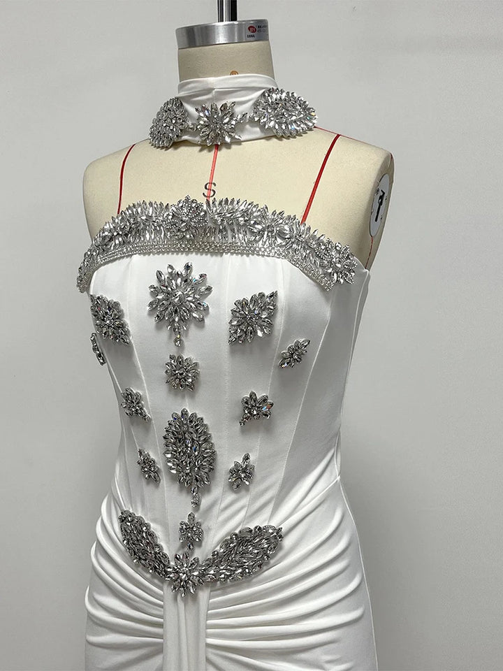 Light Luxury Crystal Beaded Long Dress