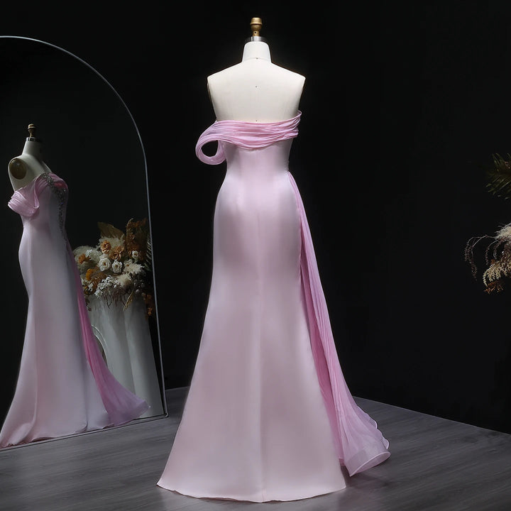 Delightful Crystal Pleated Mermaid Evening Dress