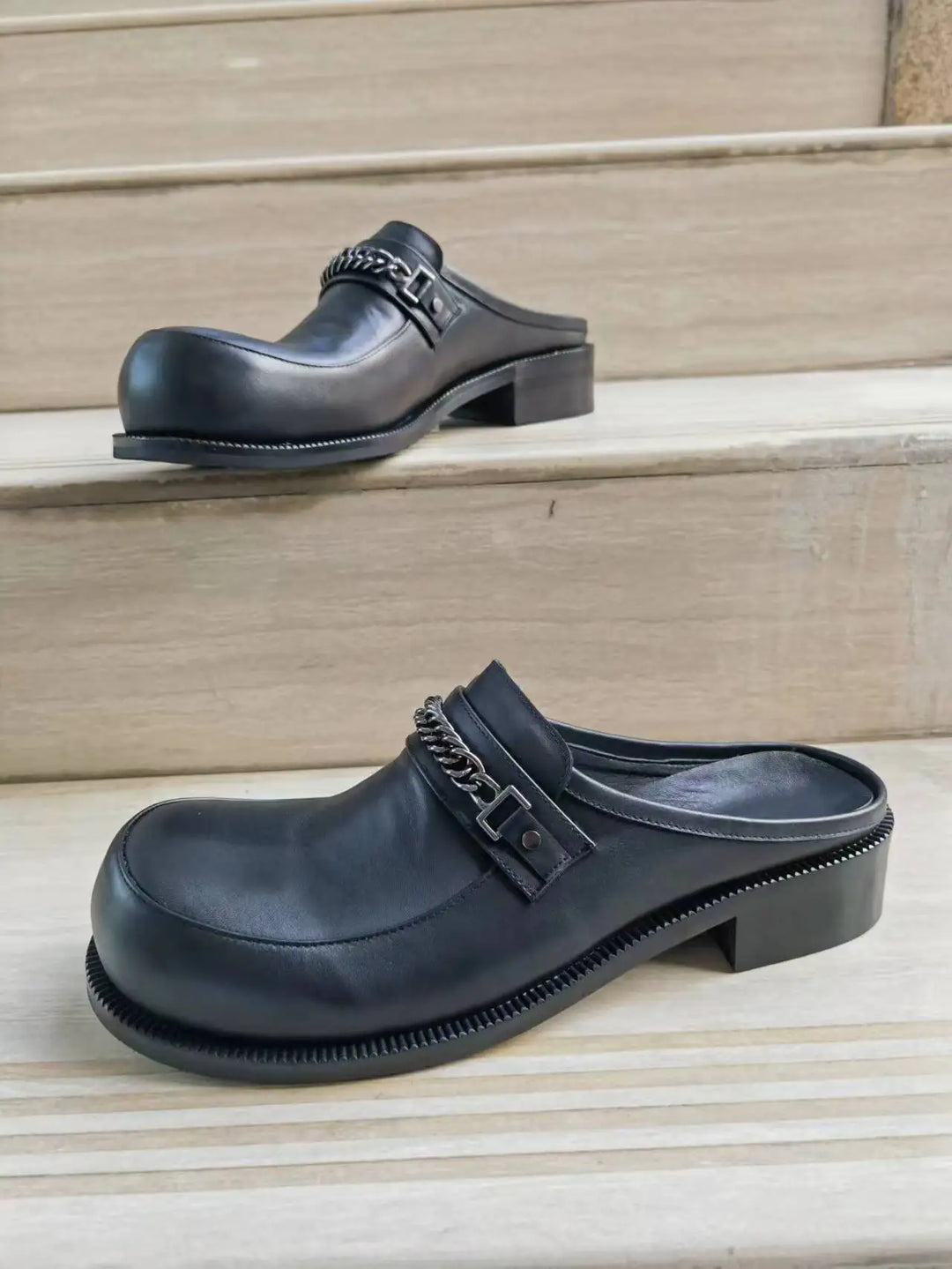 Stylish Chunky Flat Half Slippers