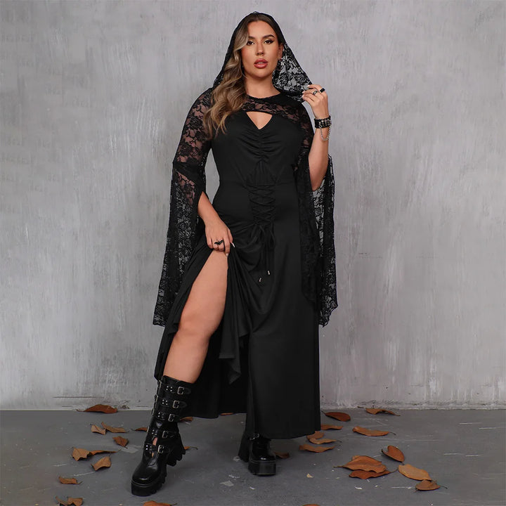 Elegant Spliced Hooded Formal Dress