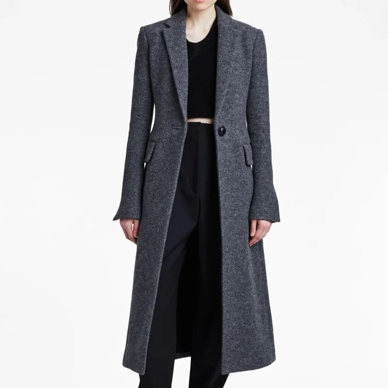Fashionable Single Button Long Trench Coat