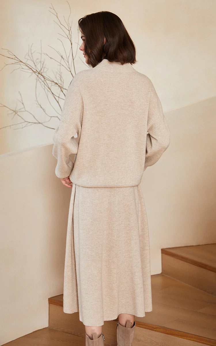 Half High Collar Wool Knit Sweater