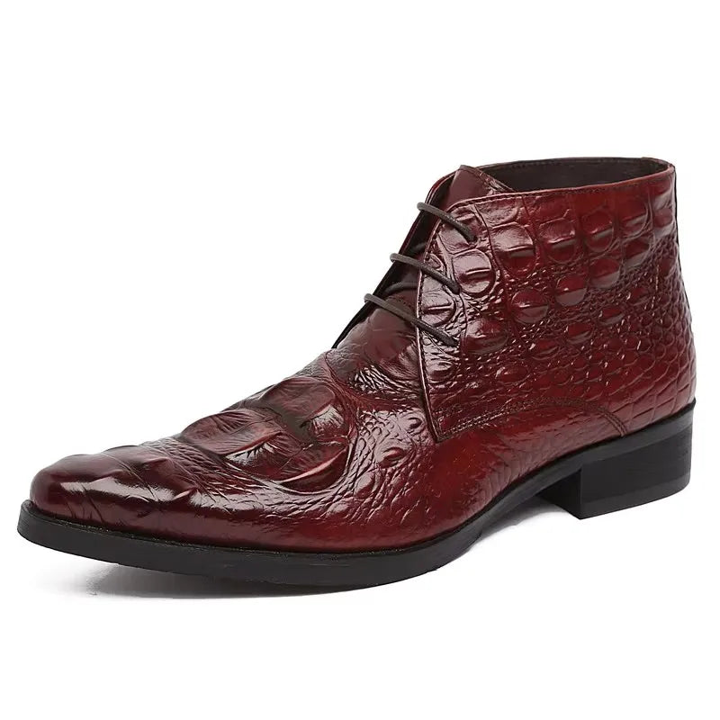 Premium Pointed Toe Cowhide Dress Boots