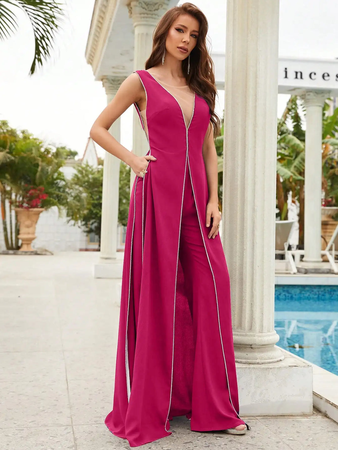 Sophisticated Contrast Binding Wide Legs Jumpsuit