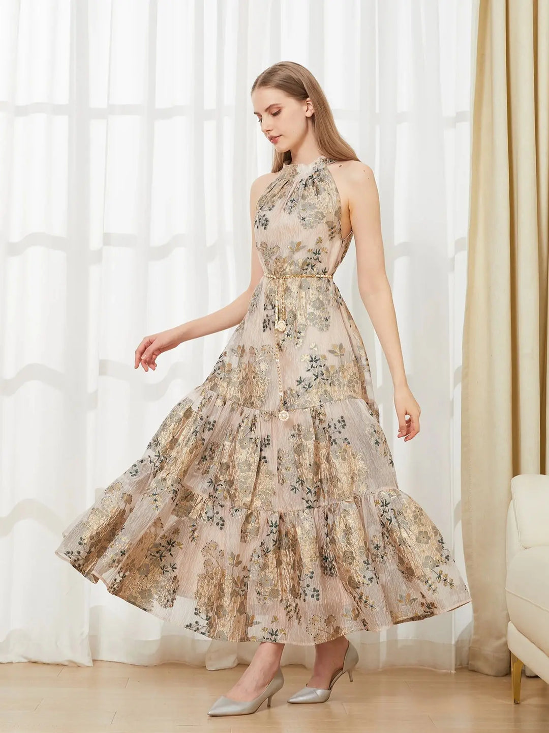 Elegant Organza Loose Halter Dress
