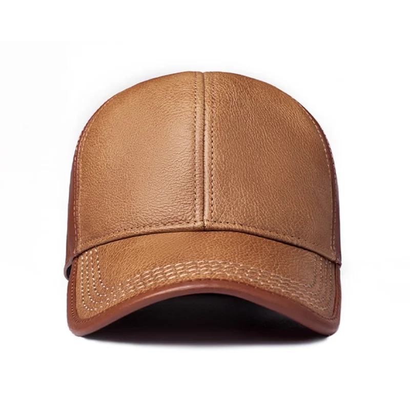 Premium Cowhide Leather Golf Peaked Hat