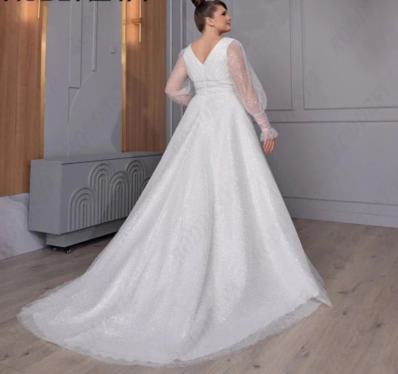 Exquisite Sparkling Plus-Size Bridal Gown