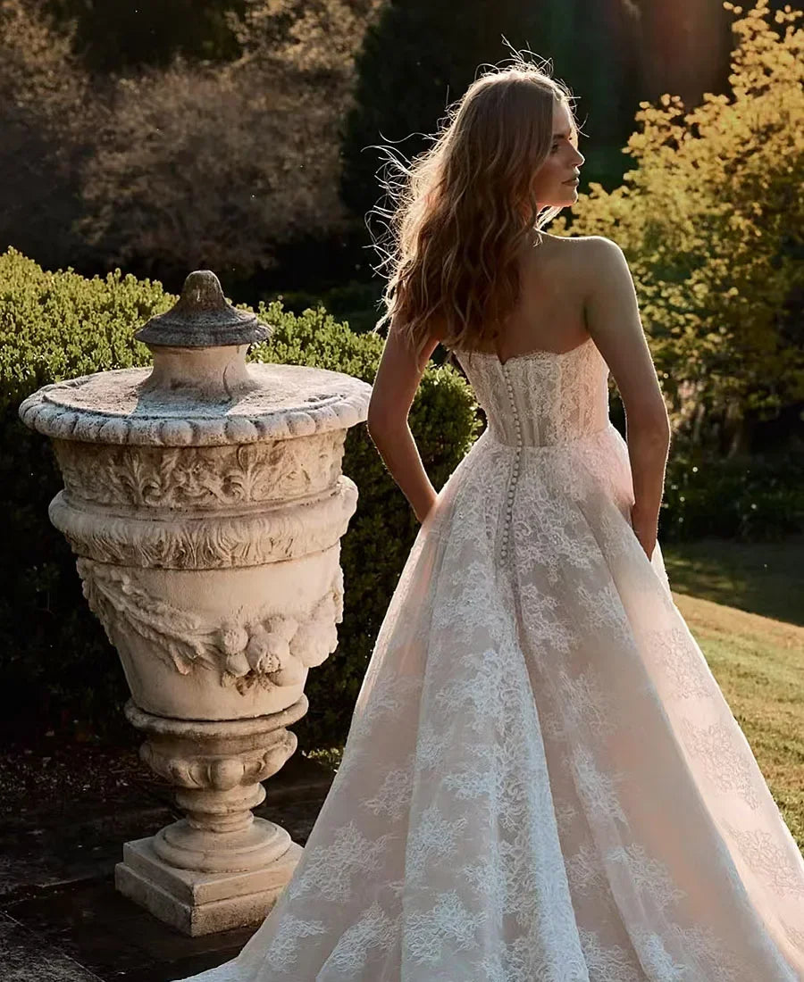 Tasteful A-Line Applique Bridal Dress