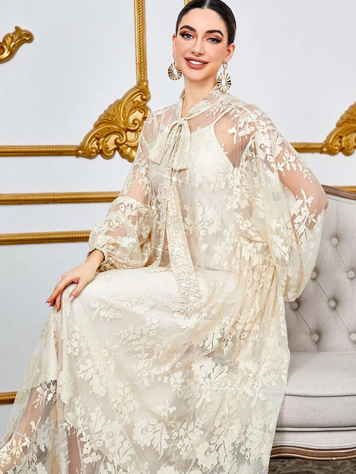 Sweet Spaghetti Strap Tie Waist 2-Piece Dress