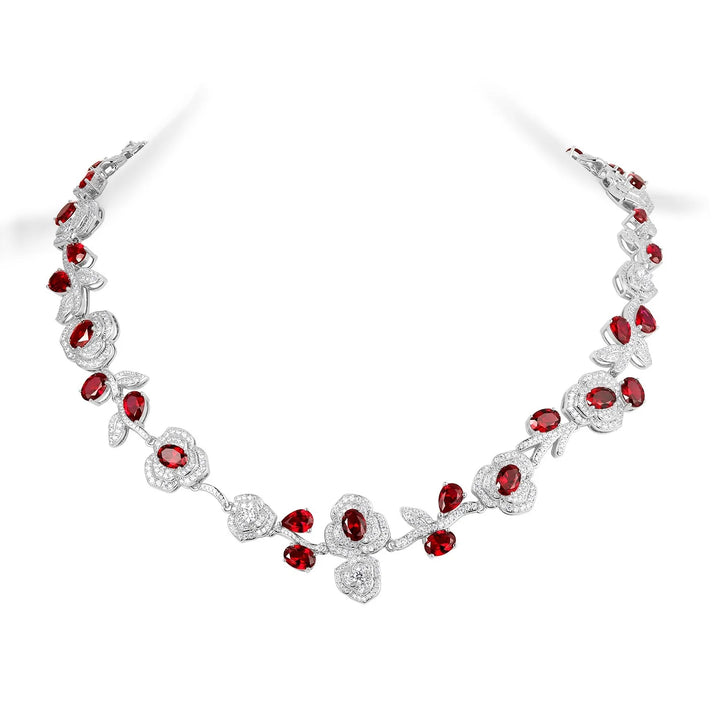 Elegant Carbon Diamond Rose Neckless
