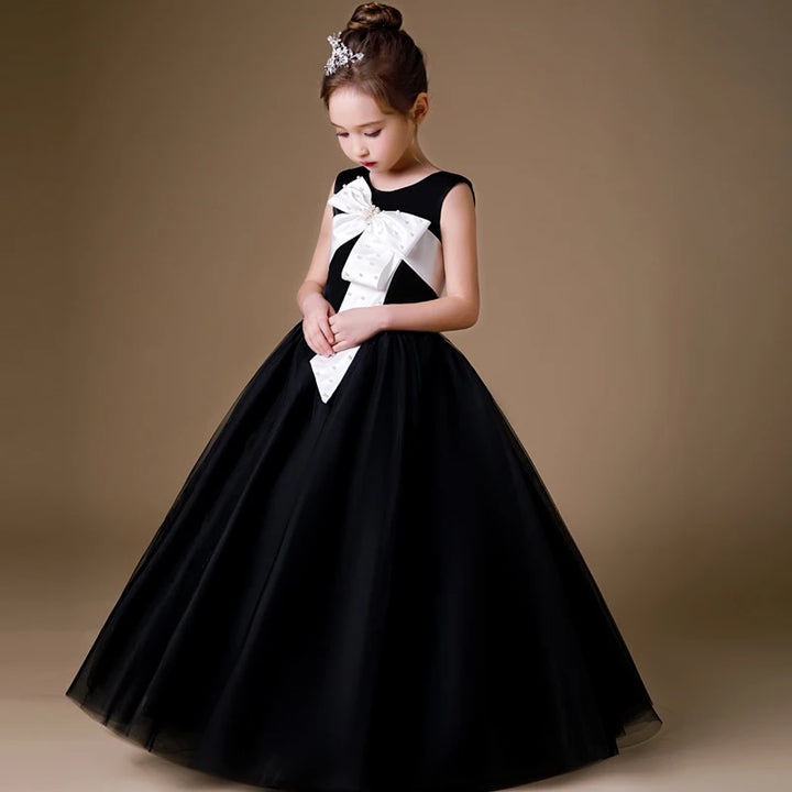 Robe de soirée sophistiquée à col rond pour fille