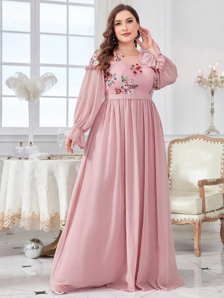 Fetching Half-through Plus-Size Evening Dress