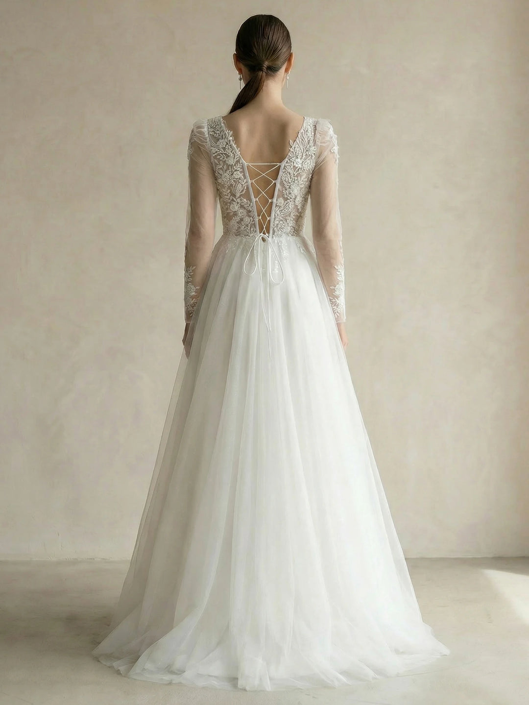Elegant Lace Beaded Bridal Dress