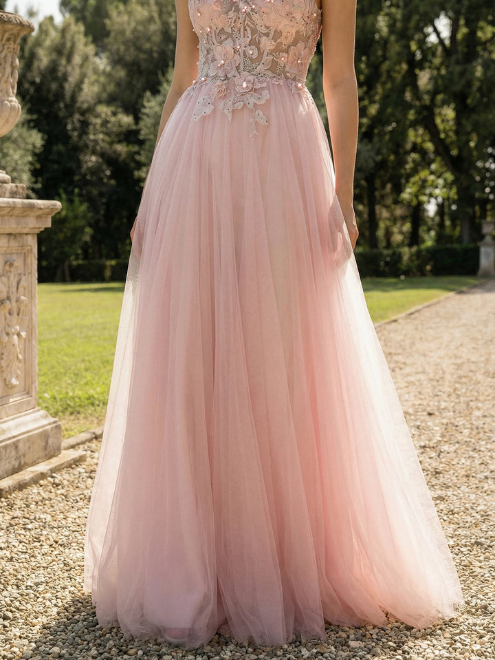 Charming Lace Tulle A-Line Prom Dress