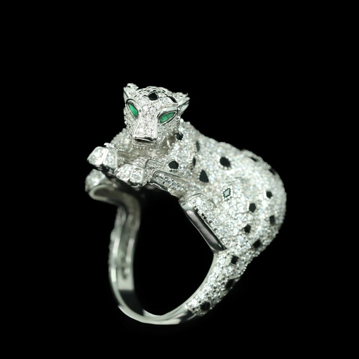 Stunning Panther Shaped Carbon Diamond Ring