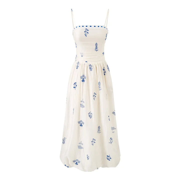 Regal Floral Embroidery Fit And Flare Sling Dress