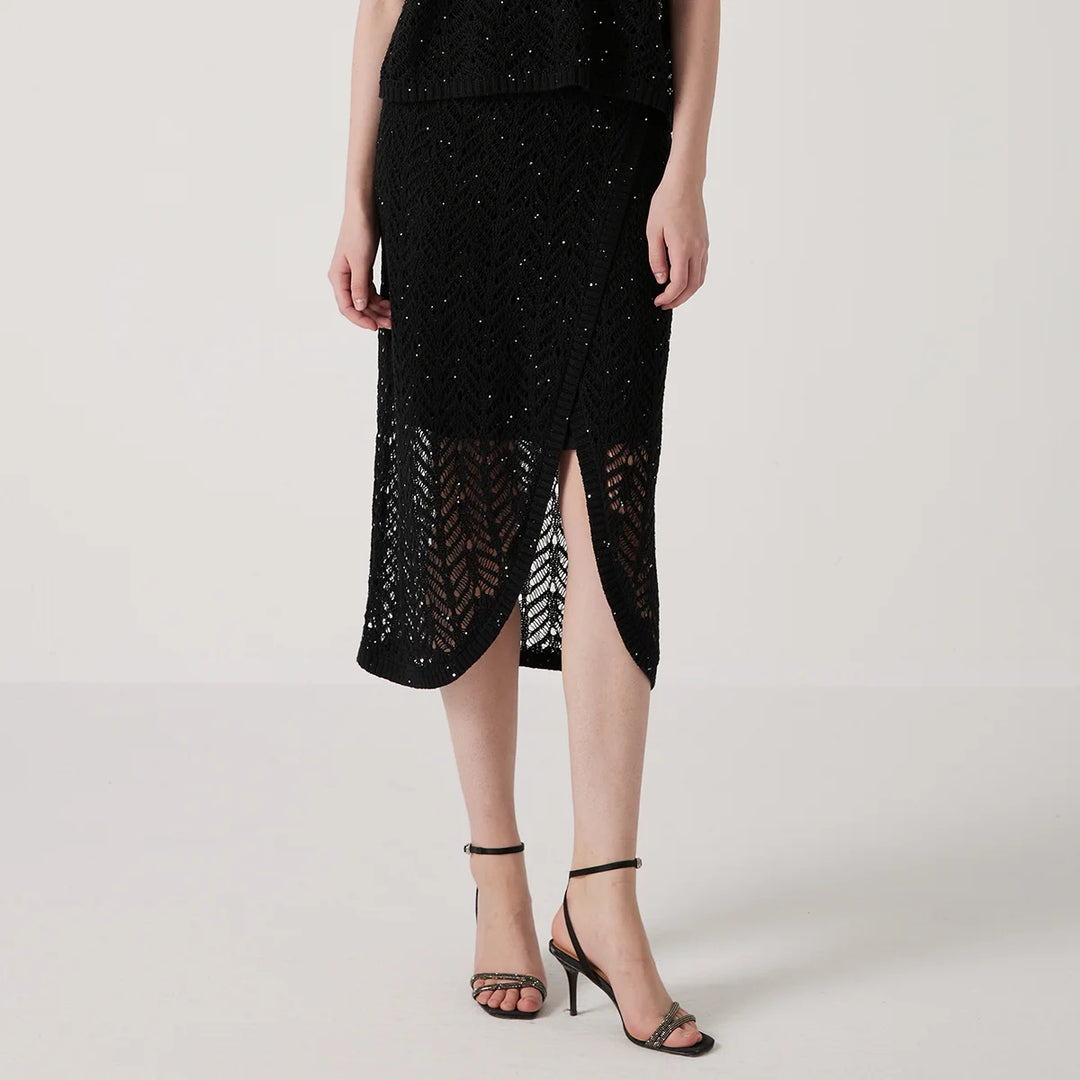 Refined Hollow Out Linen Skirt