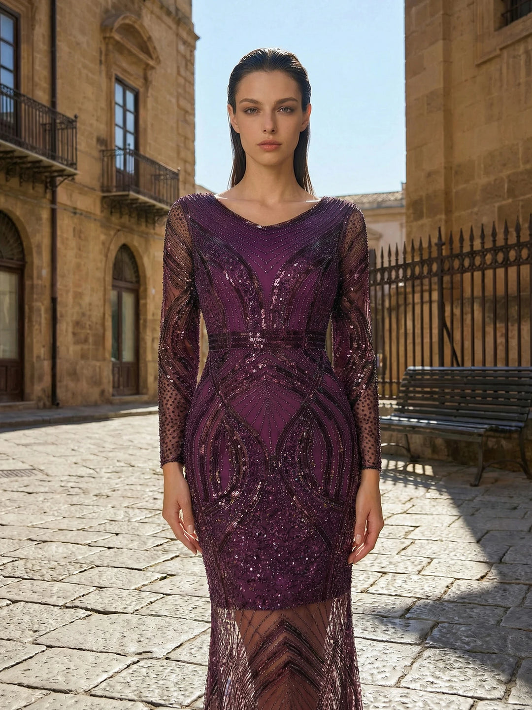 Stylish Beaded Sequins Formal Evening Dress
