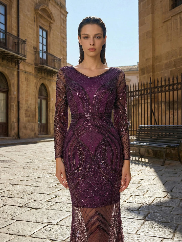 Stylish Beaded Sequins Formal Evening Dress