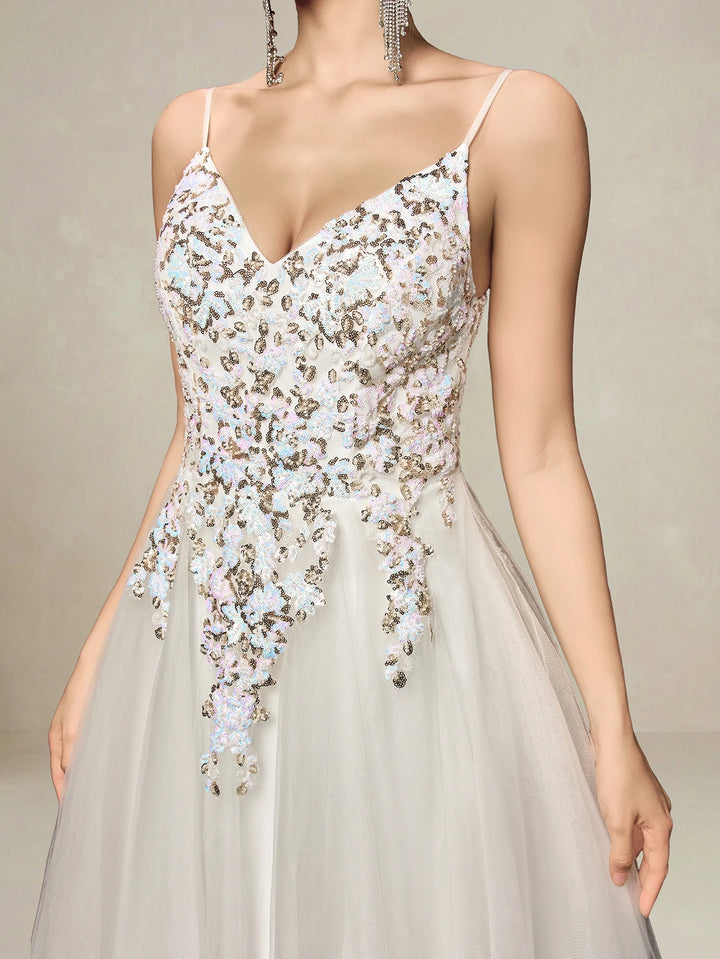 Regal Sequins Embroidered Wedding Dress