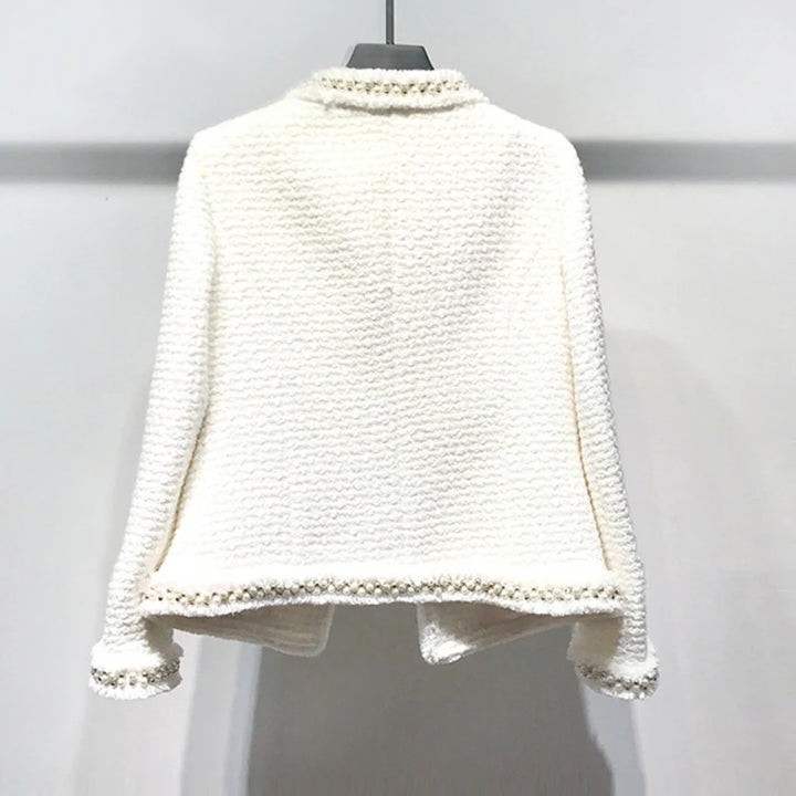 Refined Hand-made Beads Tweed Coat