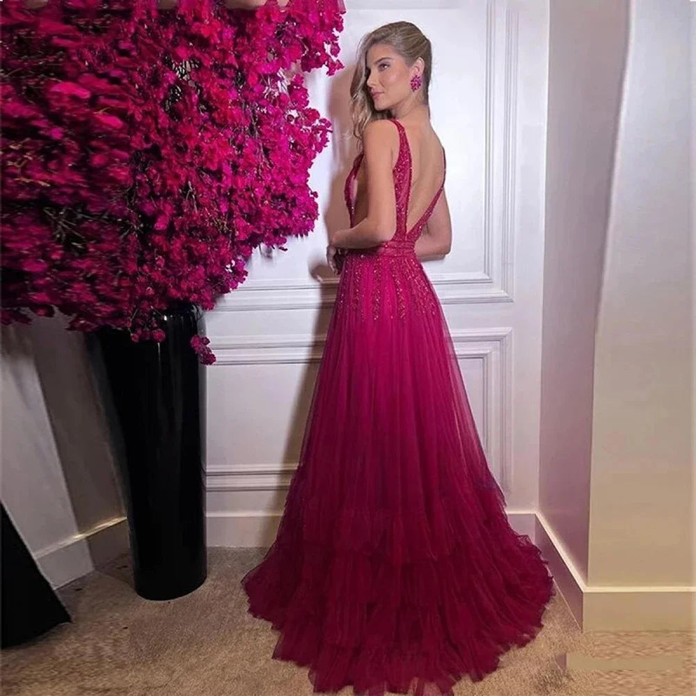 Luxury Spaghetti Straps Evening Gown