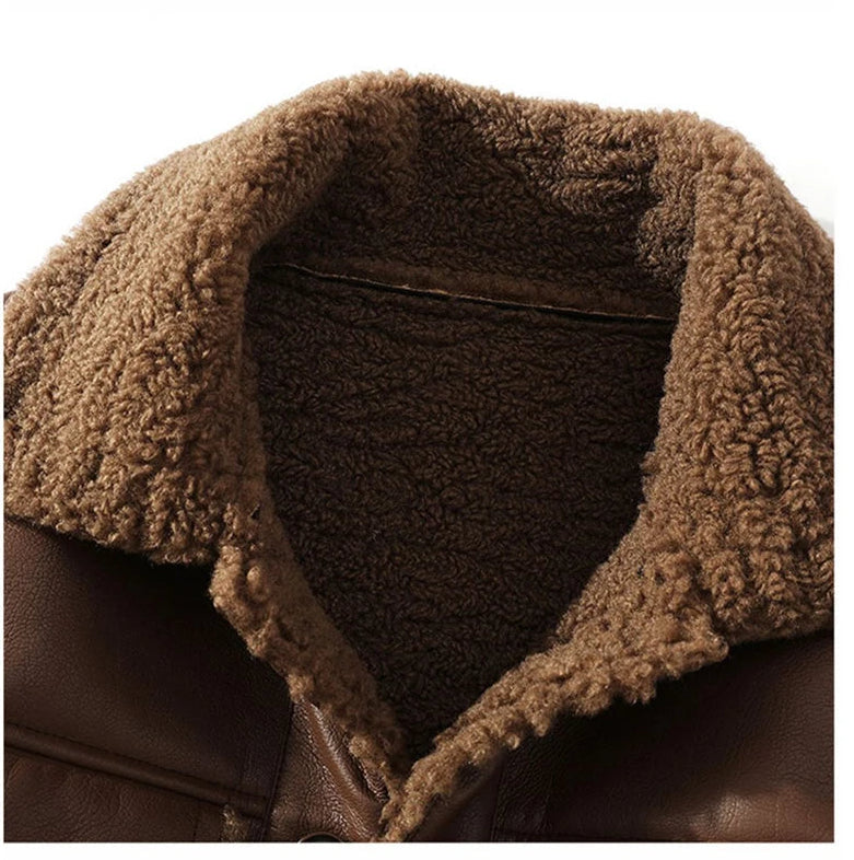 Thick Wool Fur Turn-down Collar Coat