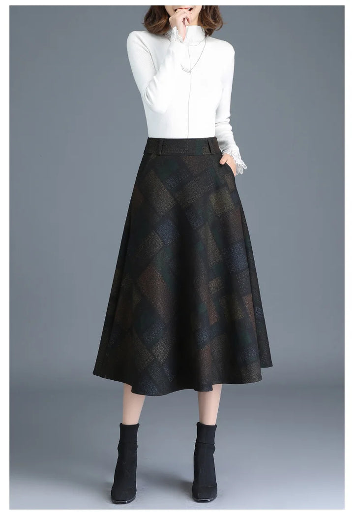 Lattice Wool Women's High Waist Skirt