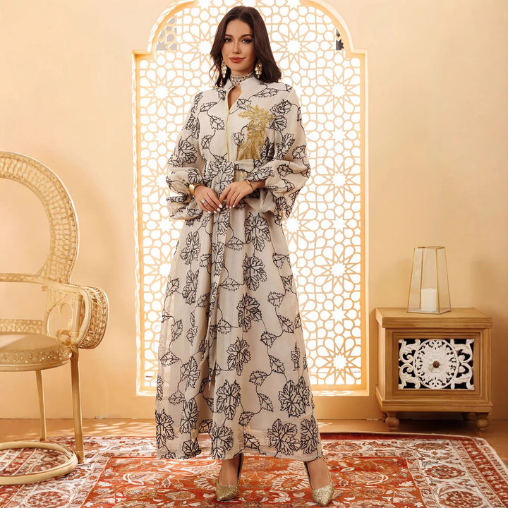 Netting Embroidered Jalabia Dress