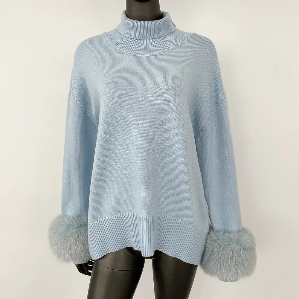 Stylish Standup Collar Loose Knitted Jumper